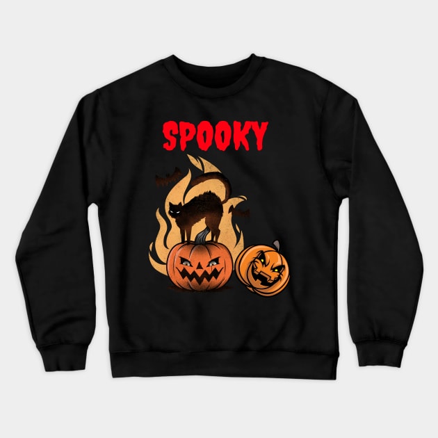 Spooky pumpkin scene halloween Crewneck Sweatshirt by Creastore
